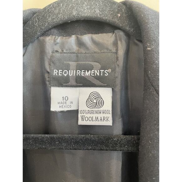 Women’s Requirements Black Wool Open Front Coat Size 10 Mid Length Collared READ - Picture 2 of 7